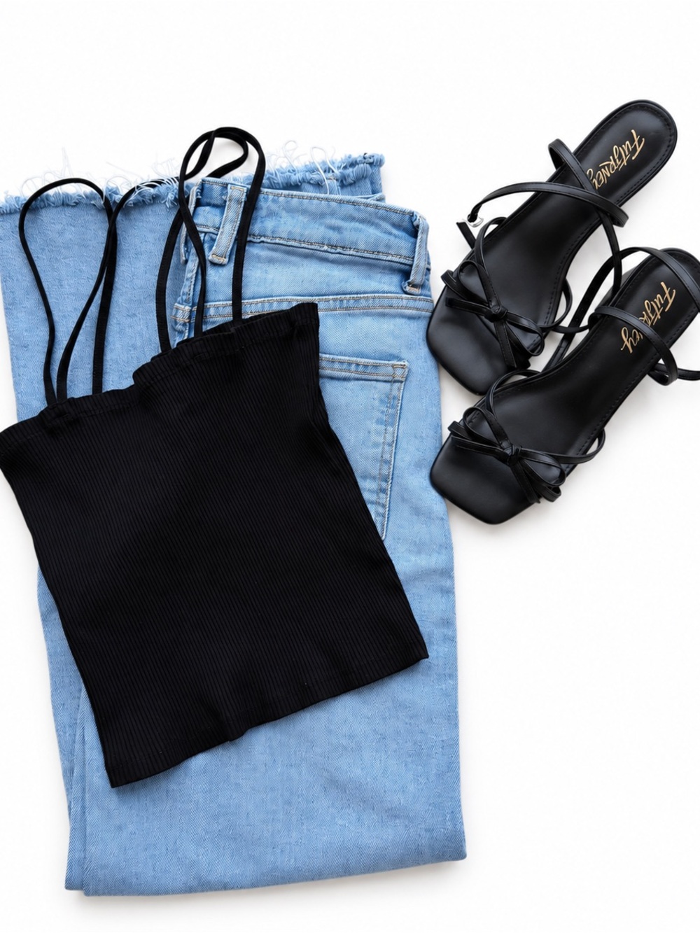 Zara Black Ribbed Strappy Asymmetrical Tank Top Size S